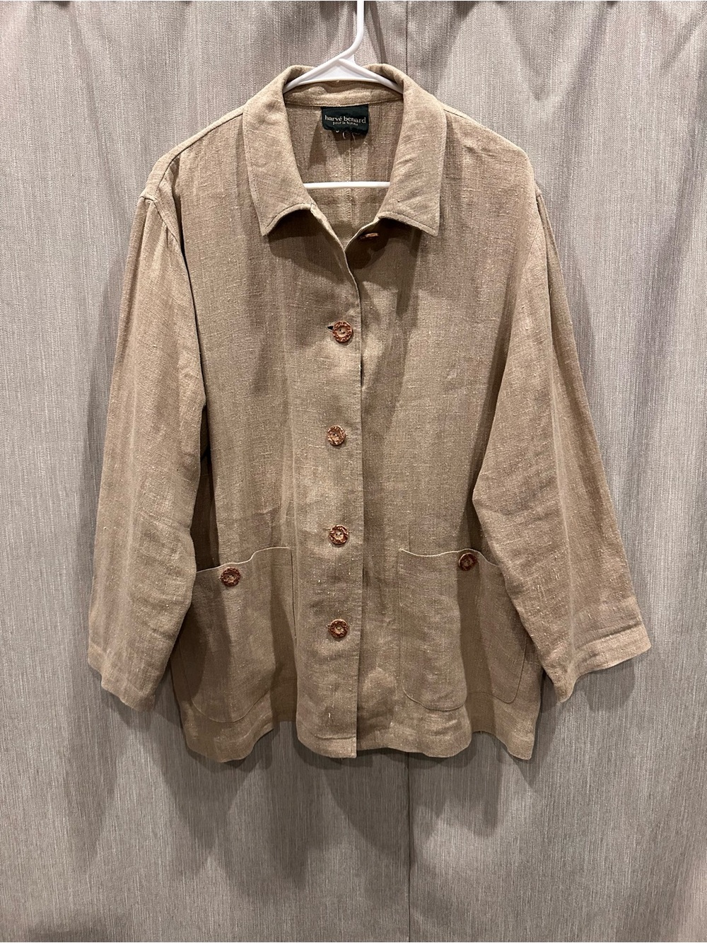 Harve Benard Tan Linen-Blend Utility Jacket